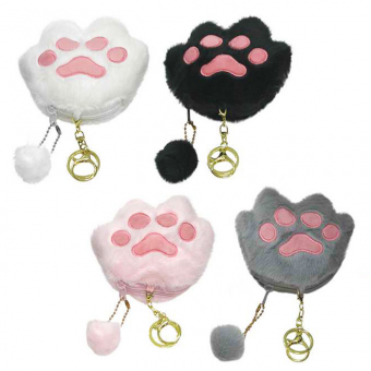 Купить Кошелек-брелок меховый "Лапка котика" 12*12см оптом